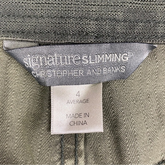 Christopher & Banks Lined Pattern Stretch Straight Leg Jeans Women's 4 Green - Picture 7 of 9